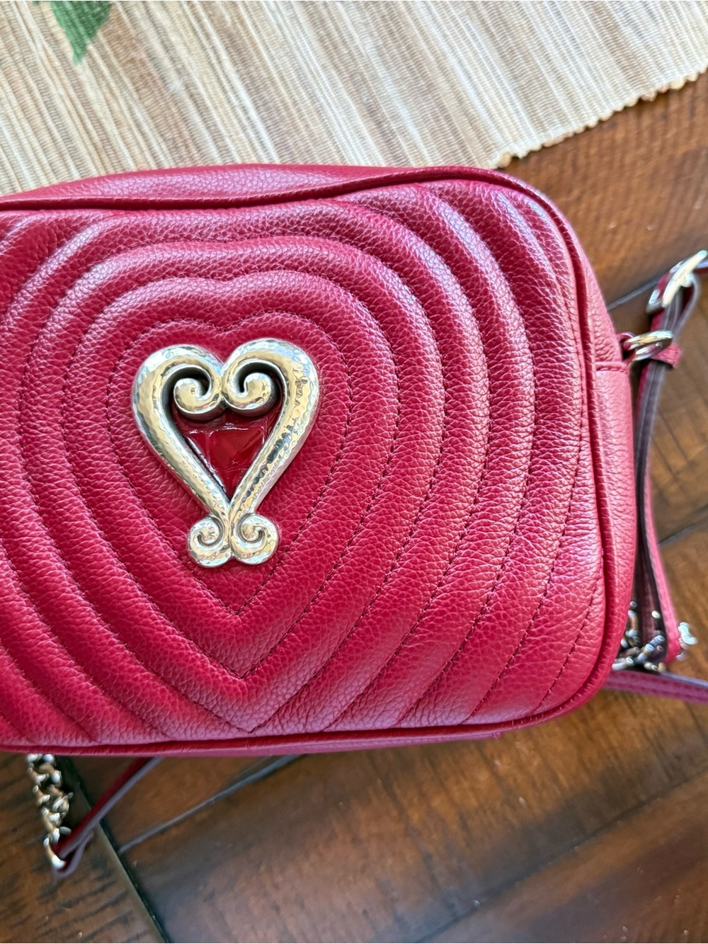 Brighton red "Puffy Love" Quilted Heart Crossbody Bag (darker than pics show)